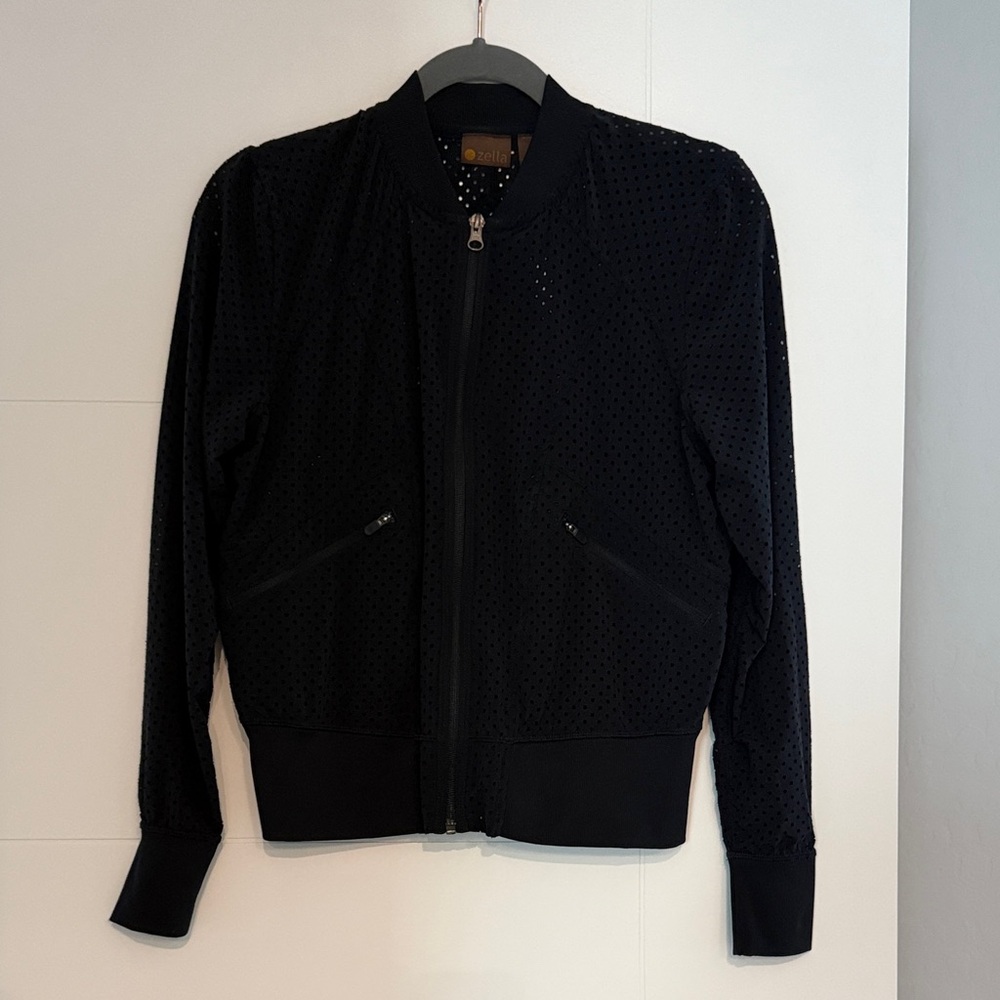Zella Black Perforated Bomber Jacket